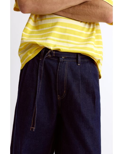 Pull&Bear Multicolor Relaxed Fit Pleated Jeans With Belt for men