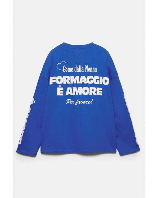 Pull&Bear Blue Formaggio È Amore T-Shirt