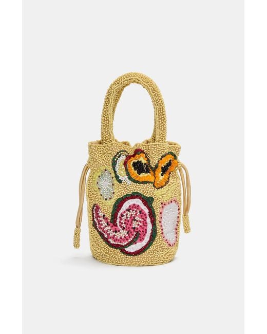 Pull&Bear Yellow Beaded Handbag