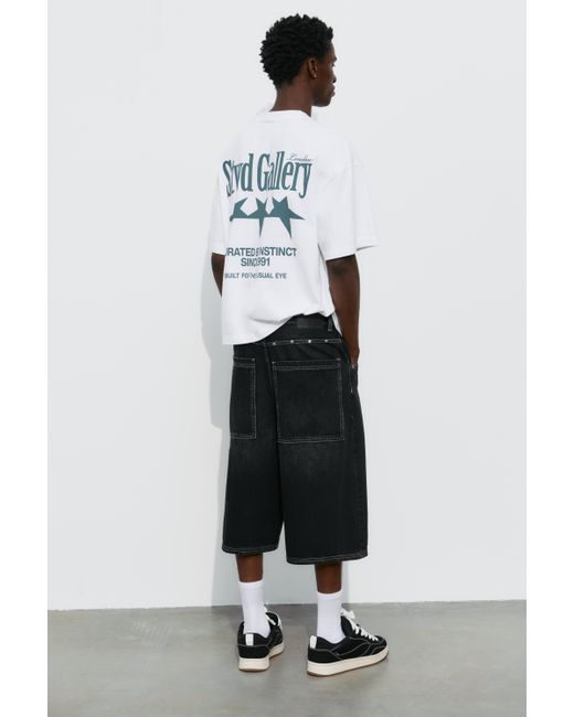 Pull&Bear White Stwd Studded Jorts for men
