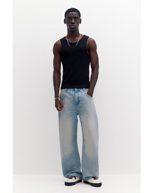 Pull&Bear White Ribbed Tank Top for men