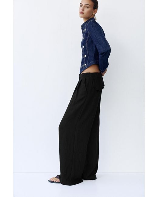 Pull&Bear Black Anzughose Mit Falten