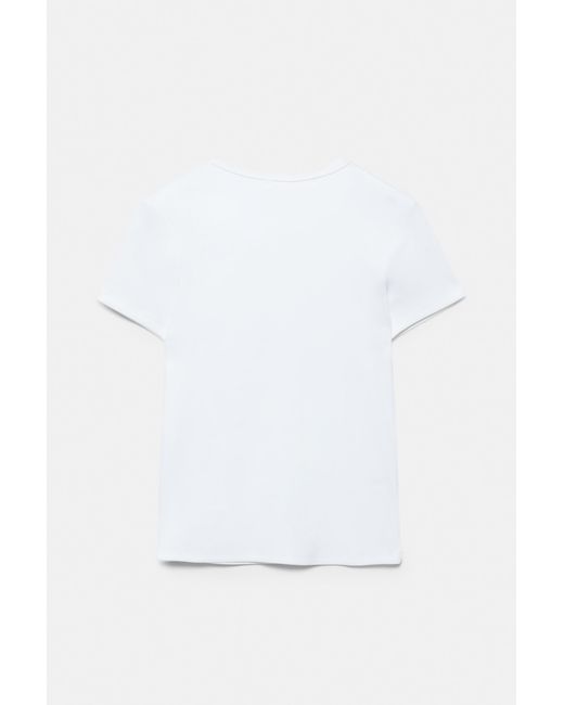 Pull&Bear White Ribbed Short Sleeve T-Shirt