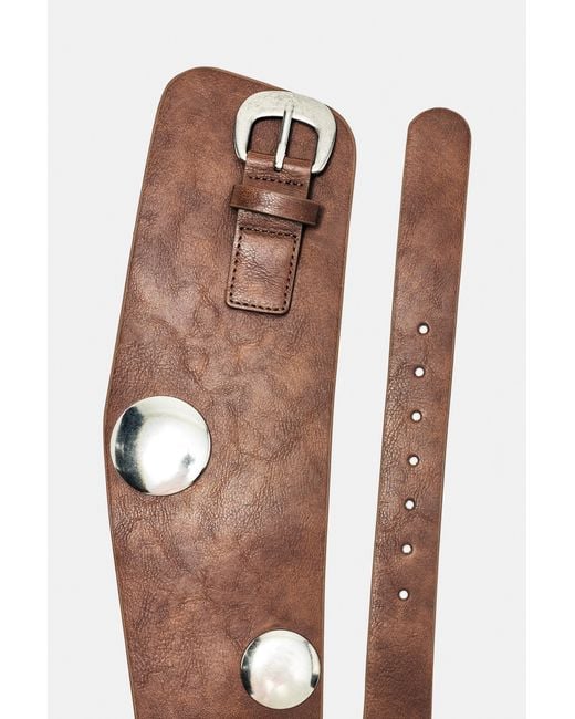 Pull&Bear Brown Studded Belt
