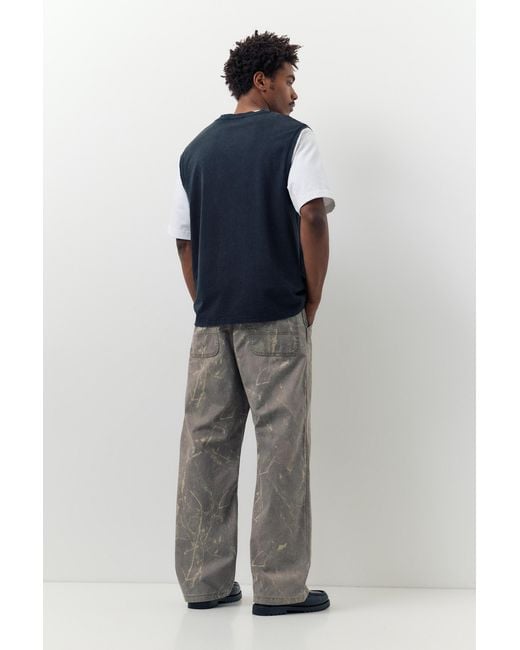 Pull&Bear Gray Printed Wide-Leg Trousers for men