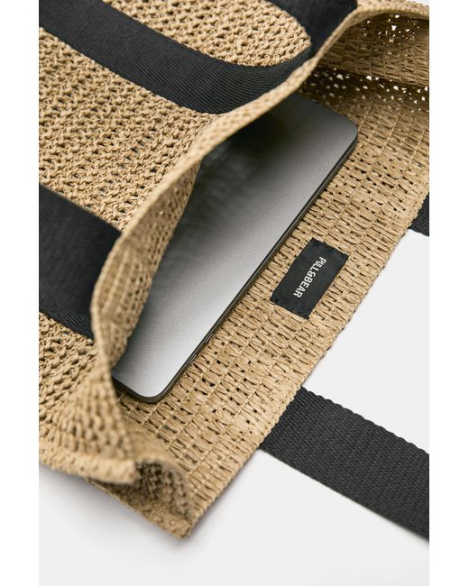 Pull&Bear Natural Woven Shopper Bag for men