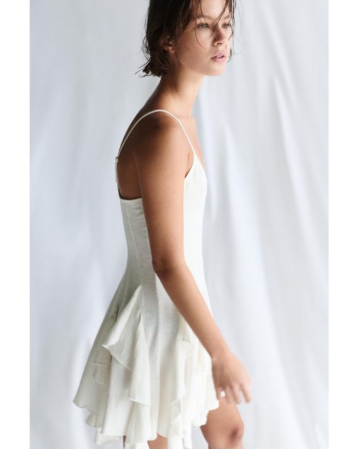 Pull&Bear White Strappy Flared Mini Dress