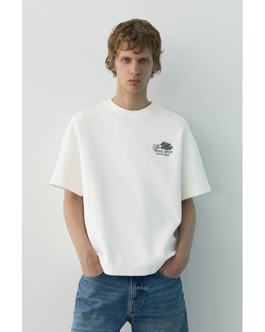 Pull&Bear Gray Short Sleeve Sweatshirt With Graphic for men