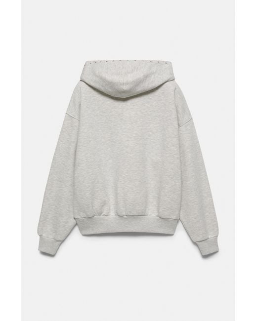Pull&Bear Sweater Met Studs En Capuchon in het White