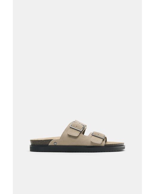 Pull&Bear Blue Leather Buckle Sandals for men