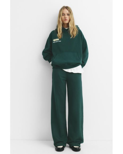 Pull&Bear Green Wide-Leg Tracksuit Bottoms