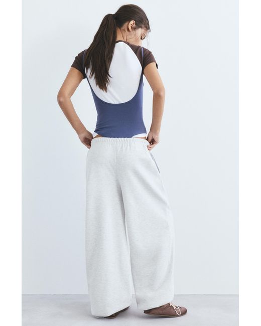 Pull&Bear Blue Wide-Leg Tracksuit Bottoms With Adjustable Hem