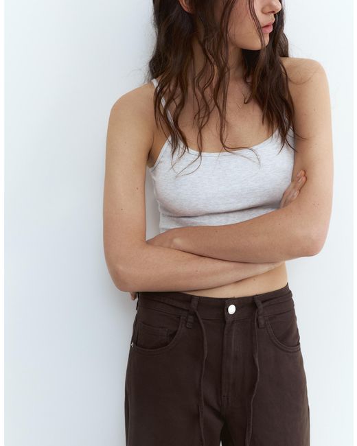Pull&Bear Brown Baggy Jeans With Drawstring