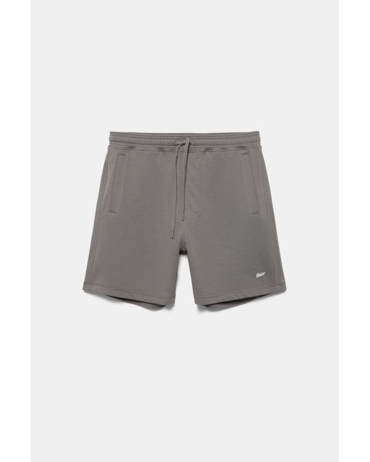 Pull&Bear Gray Bermuda Jogger With Logo for men