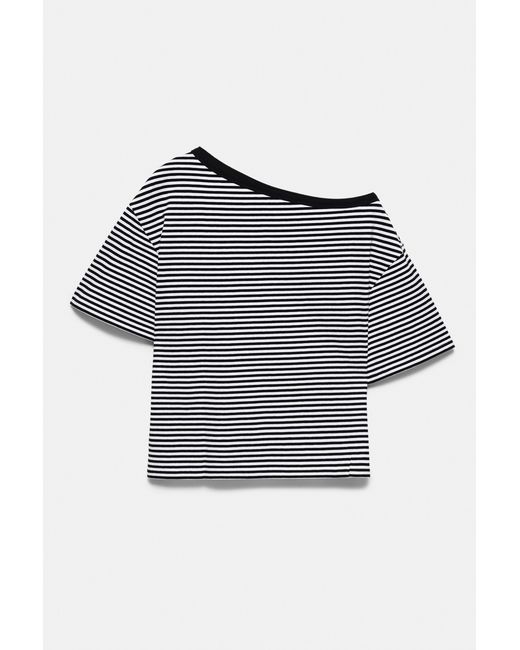 Pull&Bear Blue Asymmetric Short Sleeve T-Shirt