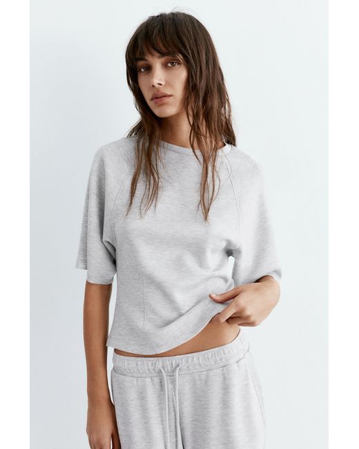 Pull&Bear Gray Soft Touch Short Sleeve Sweatshirt