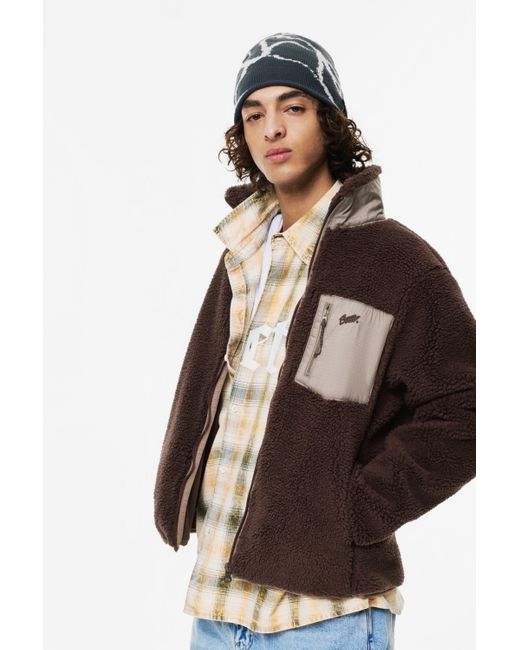 Pull&Bear Kombinierte Jacke Aus Lammfellimitat in Brown für Herren