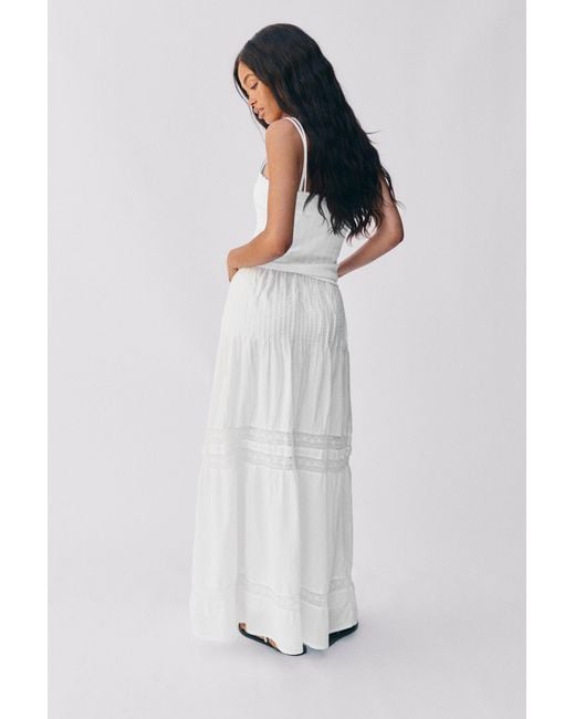 Pull&Bear White Tiered Long Skirt