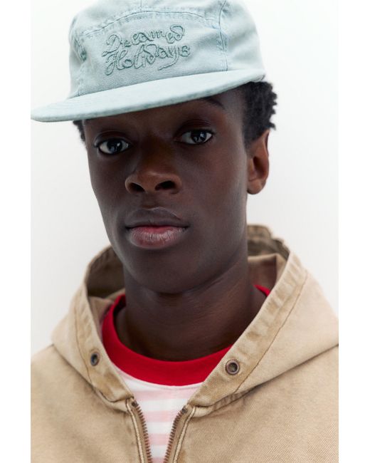 Pull&Bear Gray 5-Panel Embroidered Cap for men