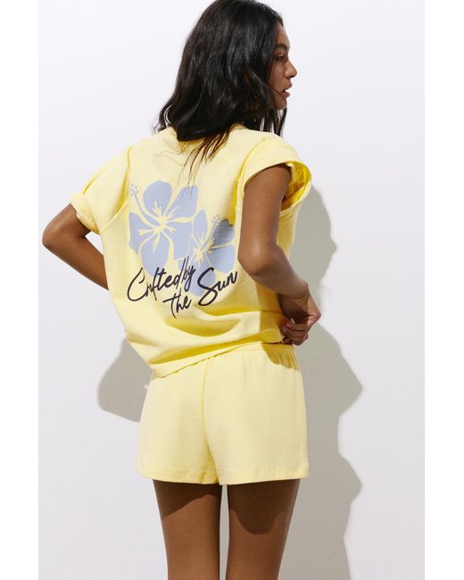 Short Texturé Fleur Pull&Bear en coloris Yellow