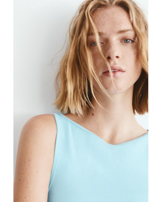 Pull&Bear Blue Boat Neck Tank Top