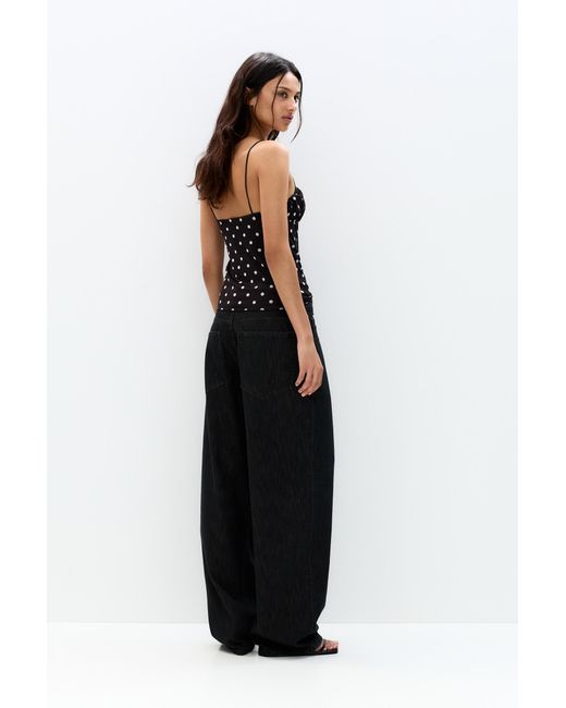 Pull&Bear Black Strappy Polka Dot Top