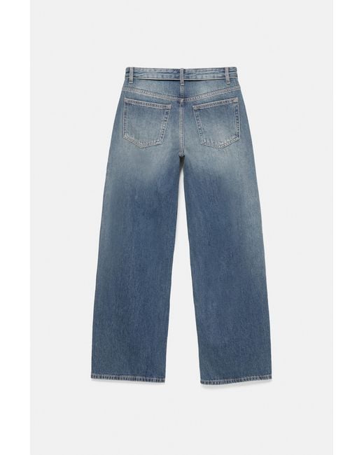 Pull&Bear Blue Relaxed Baggy Jeans With Turned-Down Waist