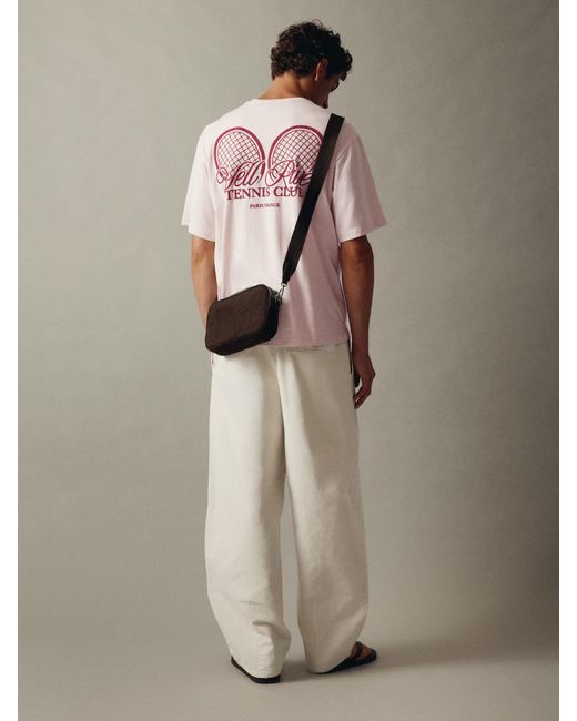 Pull&Bear Brown Woven Crossbody Bag for men