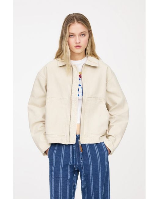 Pull&Bear Blue Boxy Cotton Jacket
