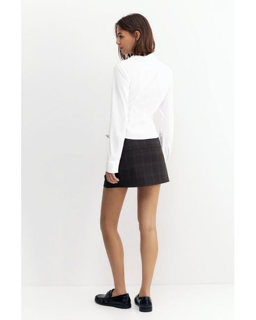Pull&Bear White Fitted Shirt With Wide Cuffs