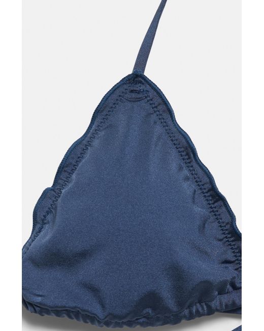 Pull&Bear Blue Ruffled Triangle Bikini Top