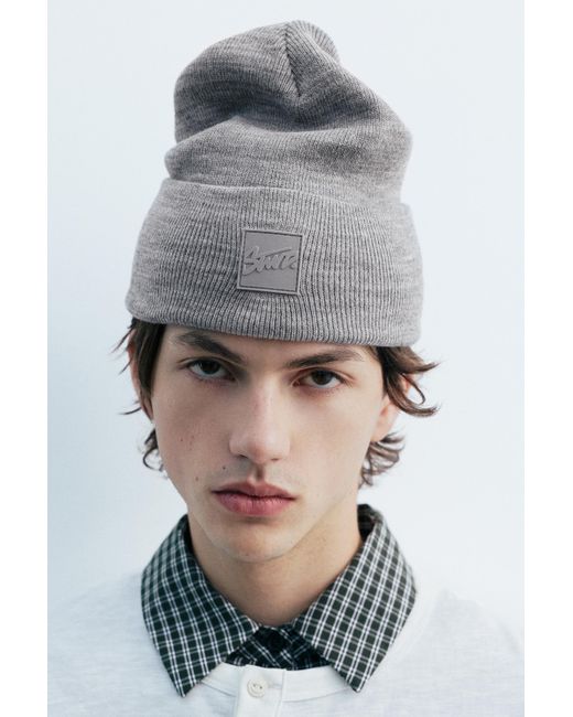 Pull&Bear Gray Beanie Hat for men