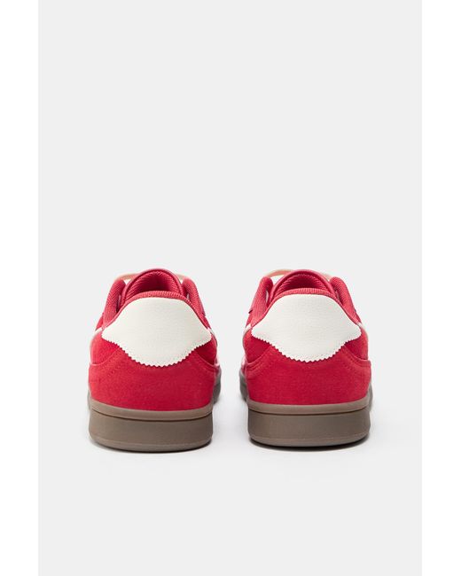 Pull&Bear Red Retro Trainers With Detail