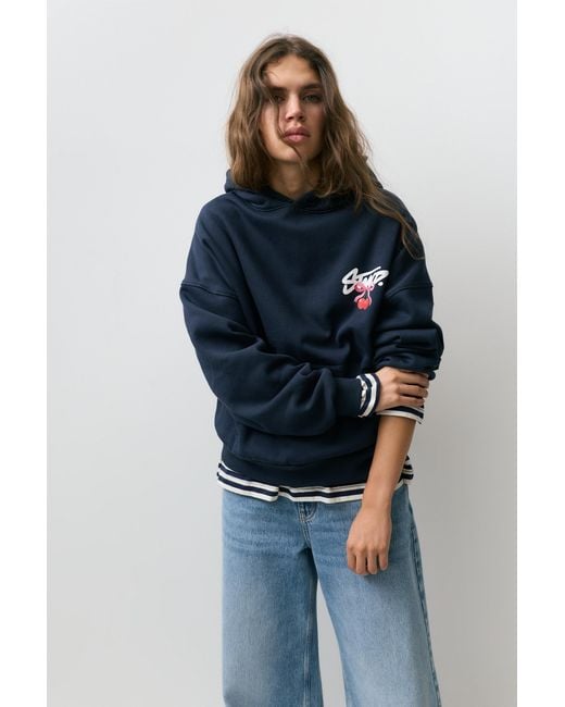 Pull&Bear Blue Stwd Cherry Hoodie