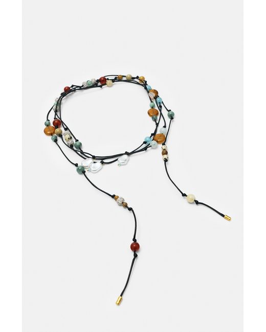 Collier Long Pierres Pull&Bear en coloris White