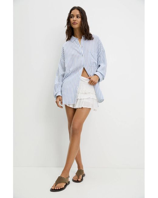 Pull&Bear Blue Rustikales Oversize-Hemd