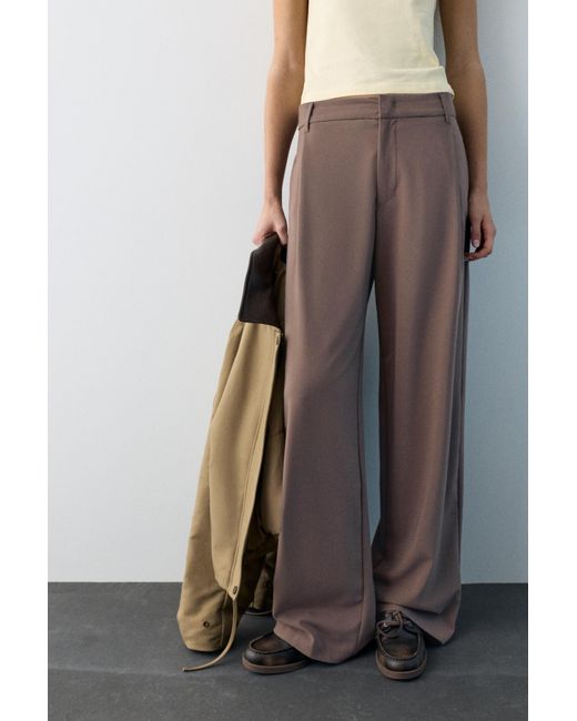 Pull&Bear Brown Darted Smart Trousers