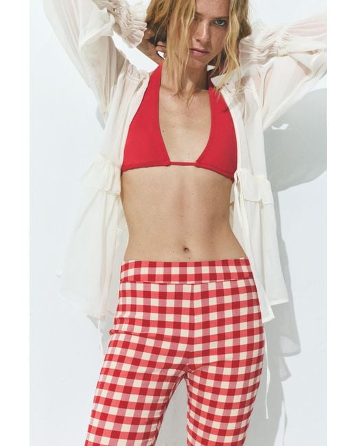 Pull&Bear Gray Gingham Check Capri Trousers