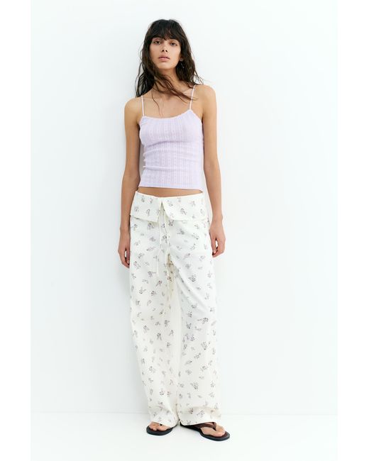 Pull&Bear Natural Strappy Pointelle Knit Top