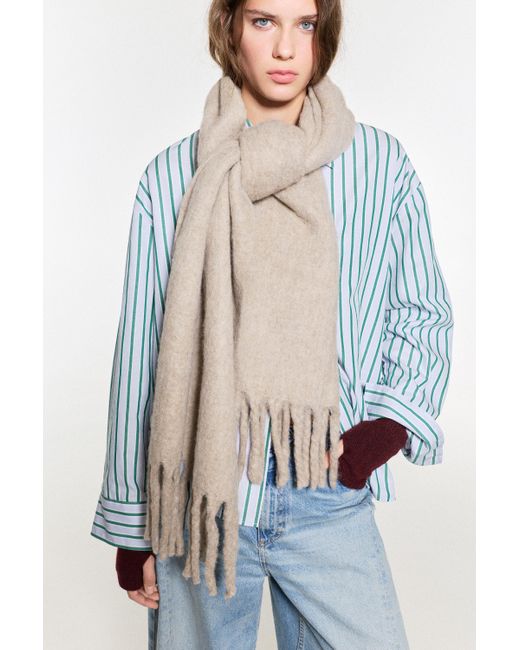 Pull&Bear Natural Maxi Mohair-Effect Scarf
