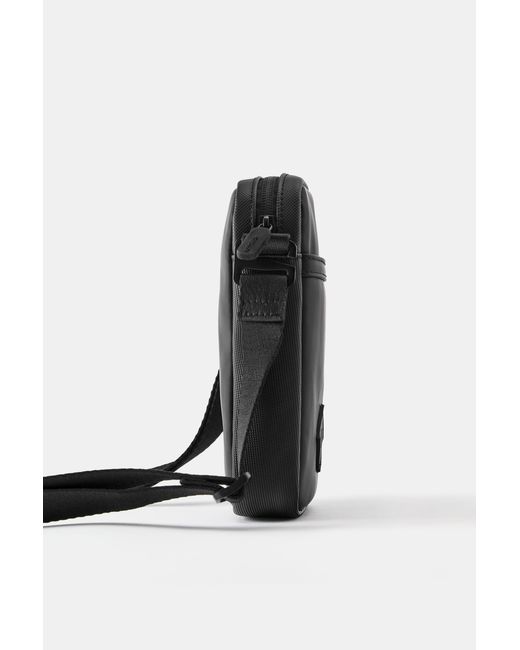 Pull&Bear Black Rubberised Crossbody Bag for men