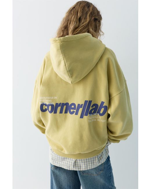 Pull&Bear Green Graphic Hoodie