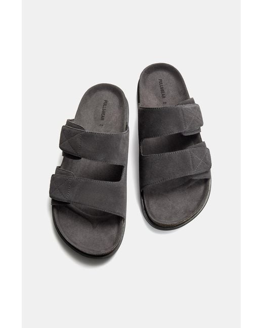 Pull&Bear White Leather Flat Sandals for men