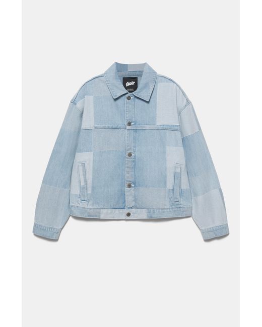Pull&Bear Denim Jack Met Patchwork Ruiten in het Blue voor heren