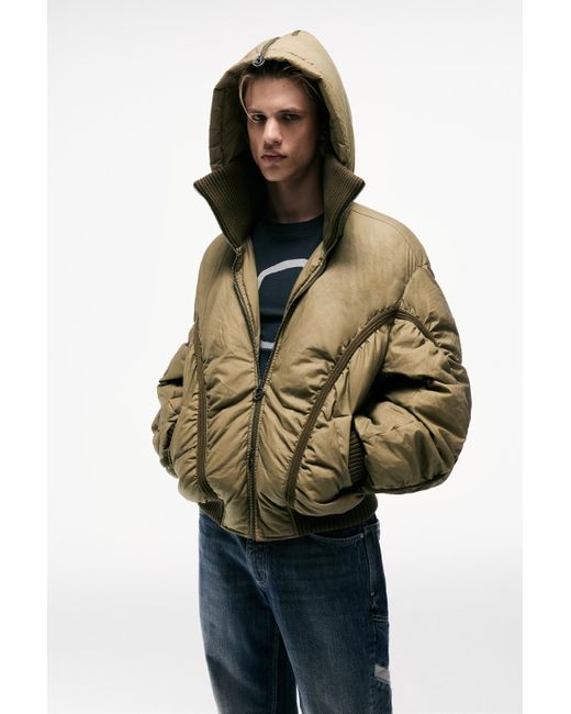 Pull&Bear Green Lueder Mixed Puffer Jacket for men