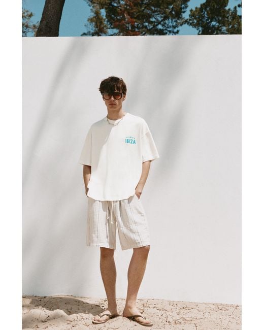 Pull&Bear White Boxy-Fit Ibiza Graphic T-Shirt for men