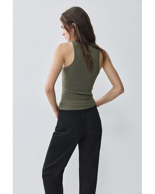 Pull&Bear Green Basic Tank Top