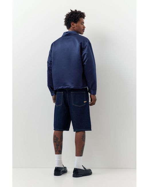 Pull&Bear Blue Embroidered Satin Jacket for men