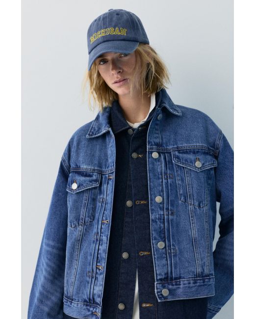 Pull&Bear Blue Michigan Graphic Cap