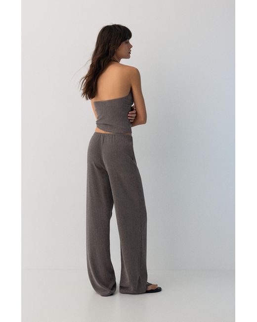 Pull&Bear Brown Crepe Straight Trousers